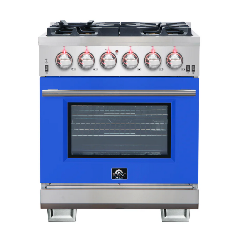 Forno Capriasca 30-Inch Freestanding Gas Range, 4 Burners, True Convection Oven FFSGS6260-30