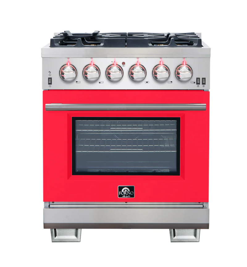 Forno Capriasca 30-Inch Freestanding Gas Range, 4 Burners, True Convection Oven FFSGS6260-30