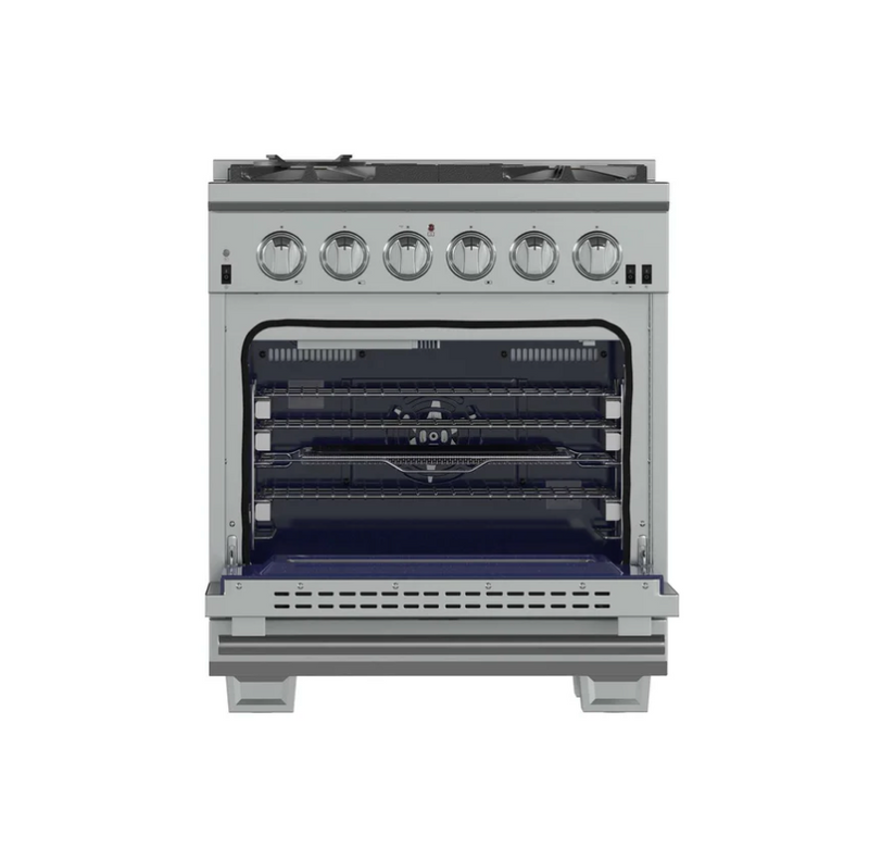 Forno Capriasca 30-Inch Freestanding Gas Range, 4 Burners, True Convection Oven FFSGS6260-30