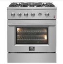 Forno Marco 30-inch Gas Range Stainless Steel, 4 Burners 37,000 BTU, 4.32 cu.ft. Convection Oven. FFSGS6277-30