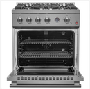 Forno Marco 30-inch Gas Range Stainless Steel, 4 Burners 37,000 BTU, 4.32 cu.ft. Convection Oven. FFSGS6277-30