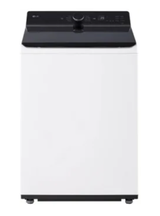 LG  WT8405CW 27 Inch Top Load Washer with 5.3 cu ft Mega Capacity, AI Fabric Sensor / Smart Pairing™, 4-Way® Agitator, Slam Proof™ Glass Lid, ThinQ® Smart Technology, TurboWash3D™ Technology,6Motion™ Technology and Energy Star Certified