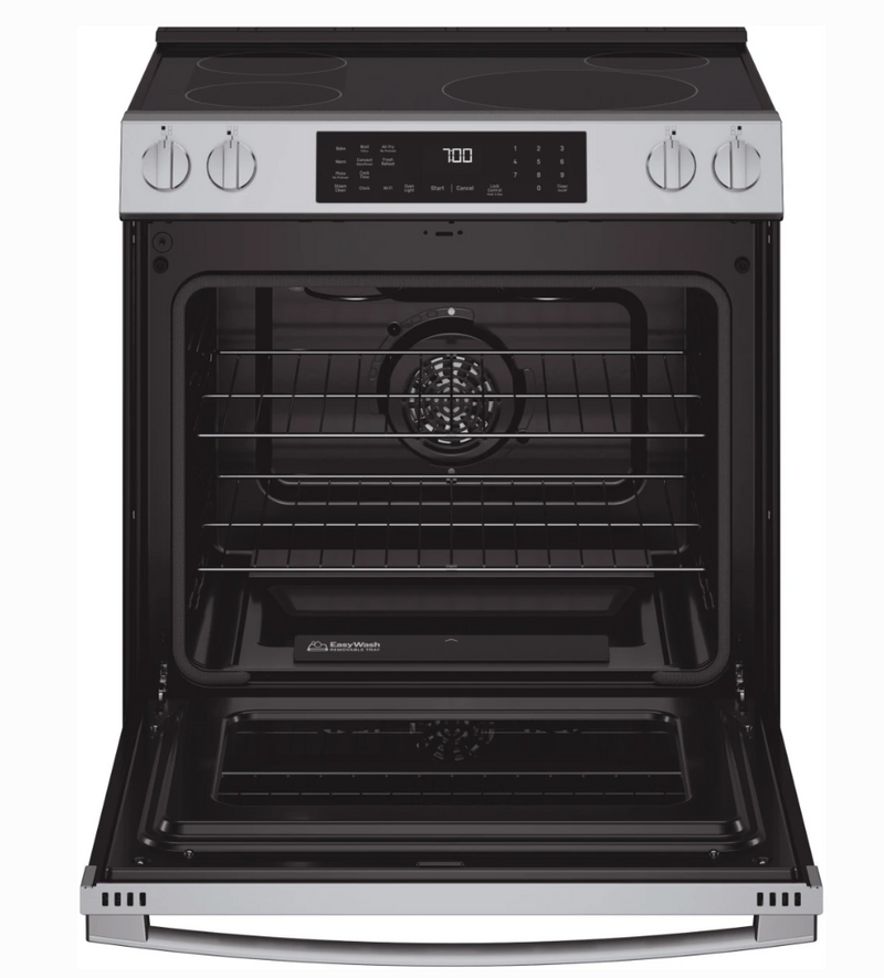 GE Profile   30 Inch Smart Slide-In Induction Range with 4 Heating Elements, 5.3 cu. ft. Capacity, Convection, Storage Drawer, Steam Clean, No Preheat, Air Fry, EasyWash™ Oven Tray, Warm Mode, Chef Connect, Enhanced Shabbos Mode Capable, and ADA Compliant