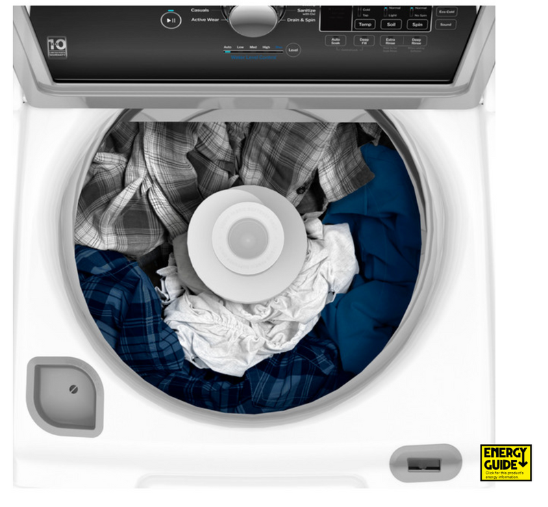 GE® 4.5 cu. ft. Capacity Washer with Water Level Control with GE® 7.4 cu. ft. Capacity Electric Dryer with Up To 120 ft. Venting and Sensor Dry