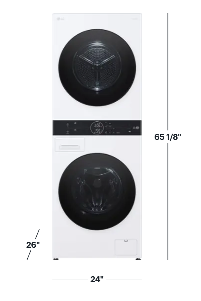 LG - 2.4 Cu. Ft. HE Smart Front Load Washer and 4.2 Cu. Ft. Electric Dryer WashTower wSteam and Ventless Heat Pump Technology - White Model: WKHC152HWA