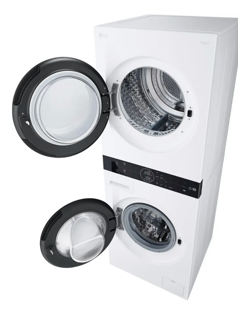 LG - 2.4 Cu. Ft. HE Smart Front Load Washer and 4.2 Cu. Ft. Electric Dryer WashTower wSteam and Ventless Heat Pump Technology - White Model: WKHC152HWA