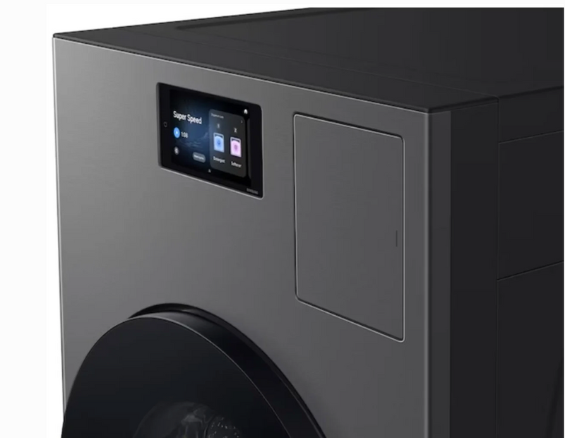 Samsung BESPOKE  WD90F53AVS 27 Inch Front Load Washer/Dryer Combo with 5.3 cu ft Capacity, AI Opti Wash & Dry™, Flex Auto Dispense System, 7 Inch LCD Screen, Auto Open Door, Internal Heater & Fan Easy Lint Clean and Energy Star Certified