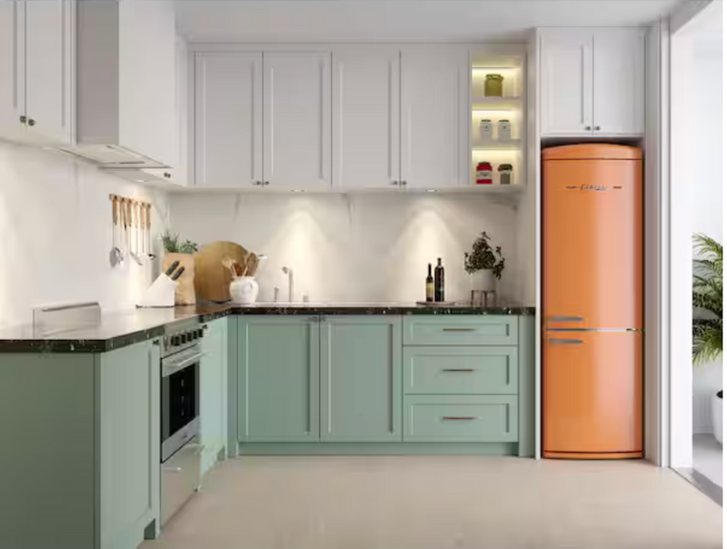 Unique Appliances Classic Retro 23.6 in 11.7 cu. ft. Frost Free Retro Bottom Freezer Refrigerator in Midnight Black, ENERGY STAR