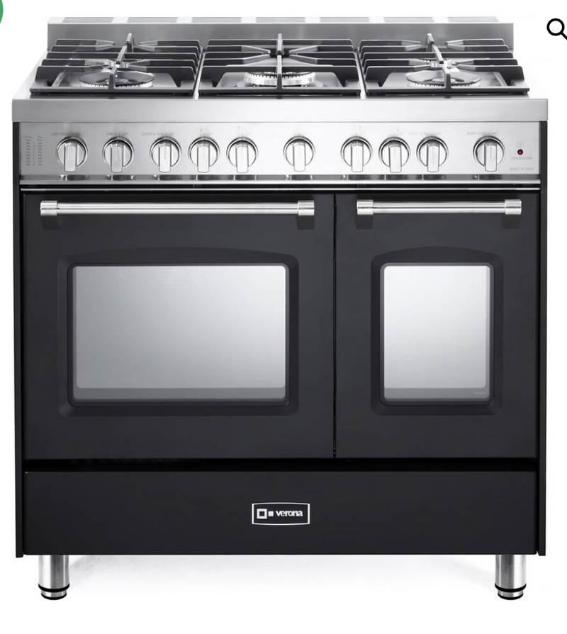Verona VPFSGG365DSS 36 inch Prestige Series Freestanding Gas Double Oven Range with 5 Sealed Burners, 3.9 cu. ft. Oven Capacity, Convection