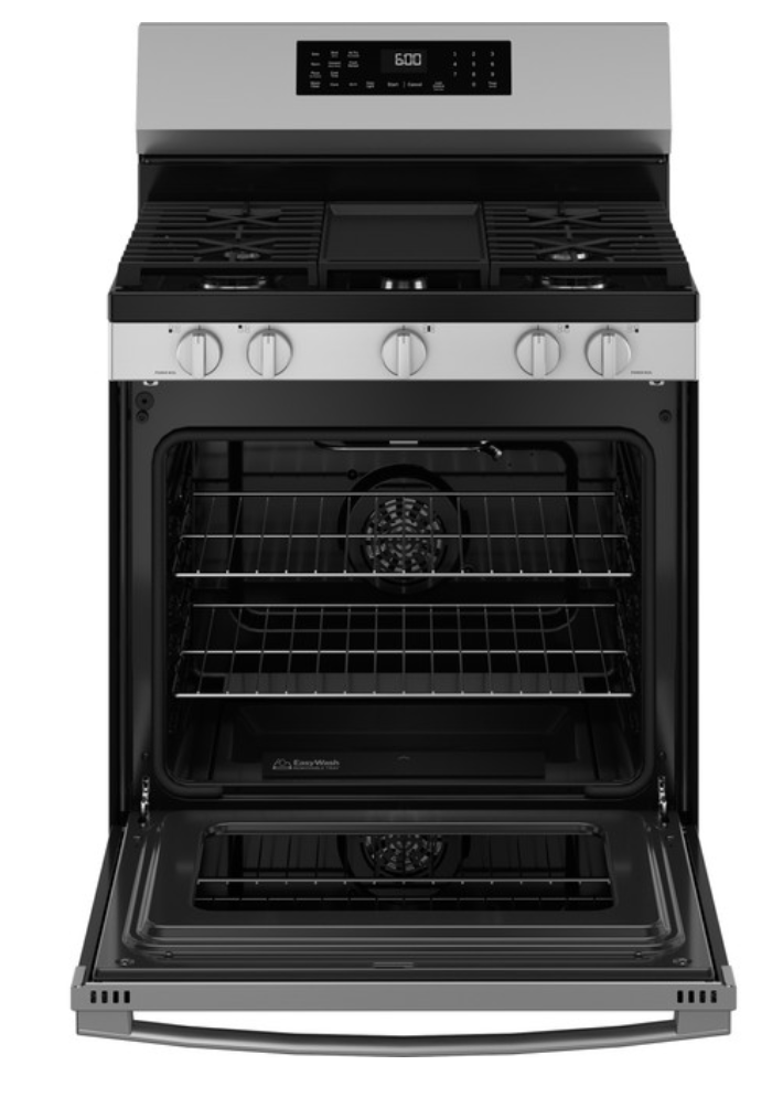 GE® 30" Free-Standing Gas Convection Range with No Preheat Air Fry and EasyWash™ Oven Tray