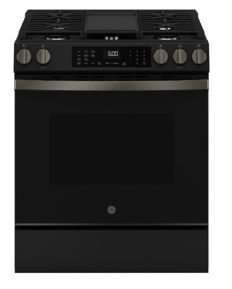 GE® 30" Slide-In Front-Control Convection Gas Range with No Preheat Air Fry and EasyWash™ Oven Tray