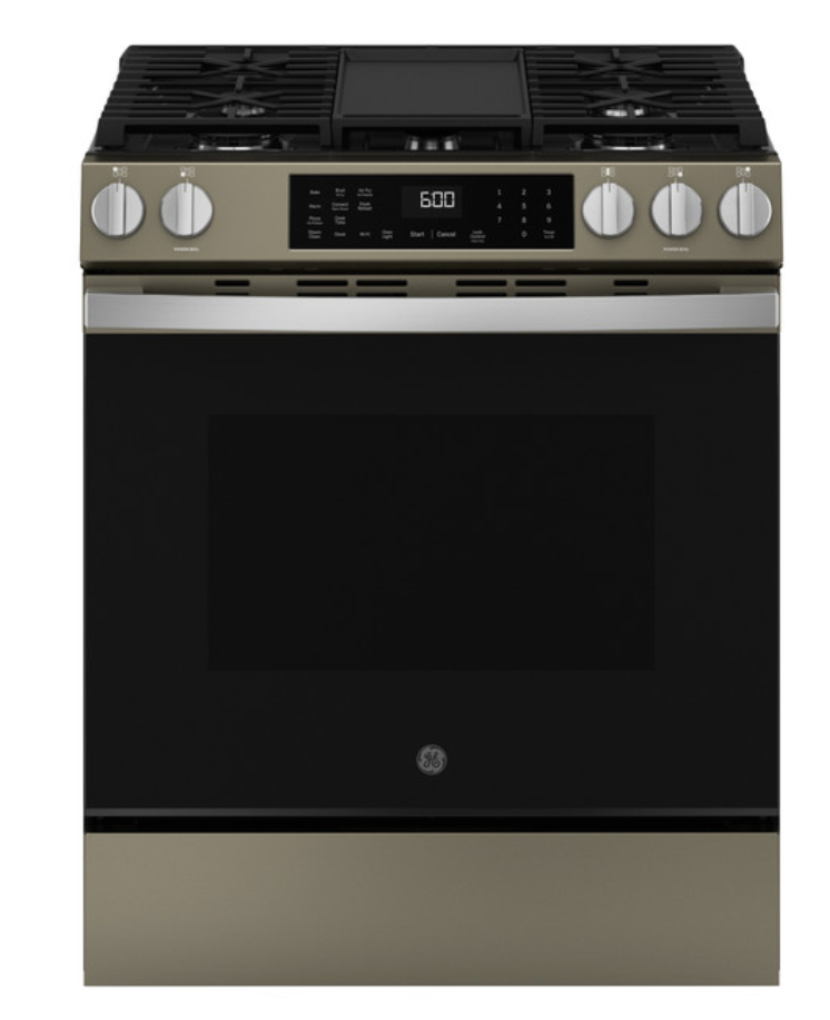 GE® 30" Slide-In Front-Control Convection Gas Range with No Preheat Air Fry and EasyWash™ Oven Tray
