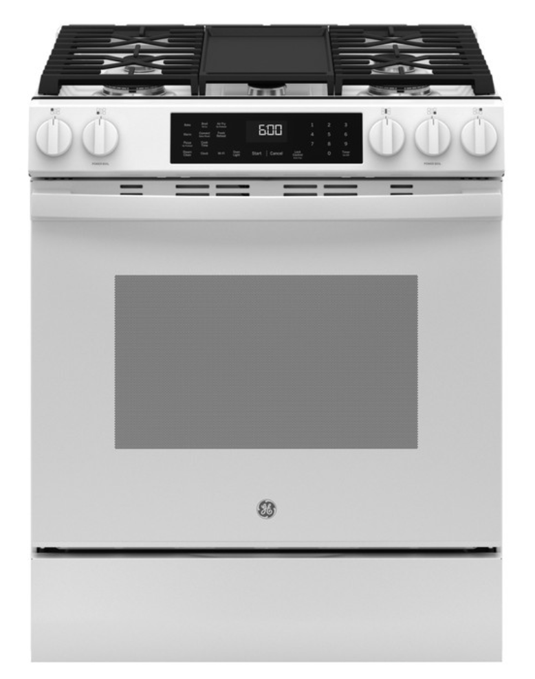 GE® 30" Slide-In Front-Control Convection Gas Range with No Preheat Air Fry and EasyWash™ Oven Tray