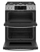 GE Profile™ 30" Smart Slide-In Front-Control Gas Double Oven Convection Fingerprint Resistant Range  Model