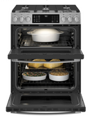 GE Profile™ 30" Smart Slide-In Front-Control Gas Double Oven Convection Fingerprint Resistant Range  Model