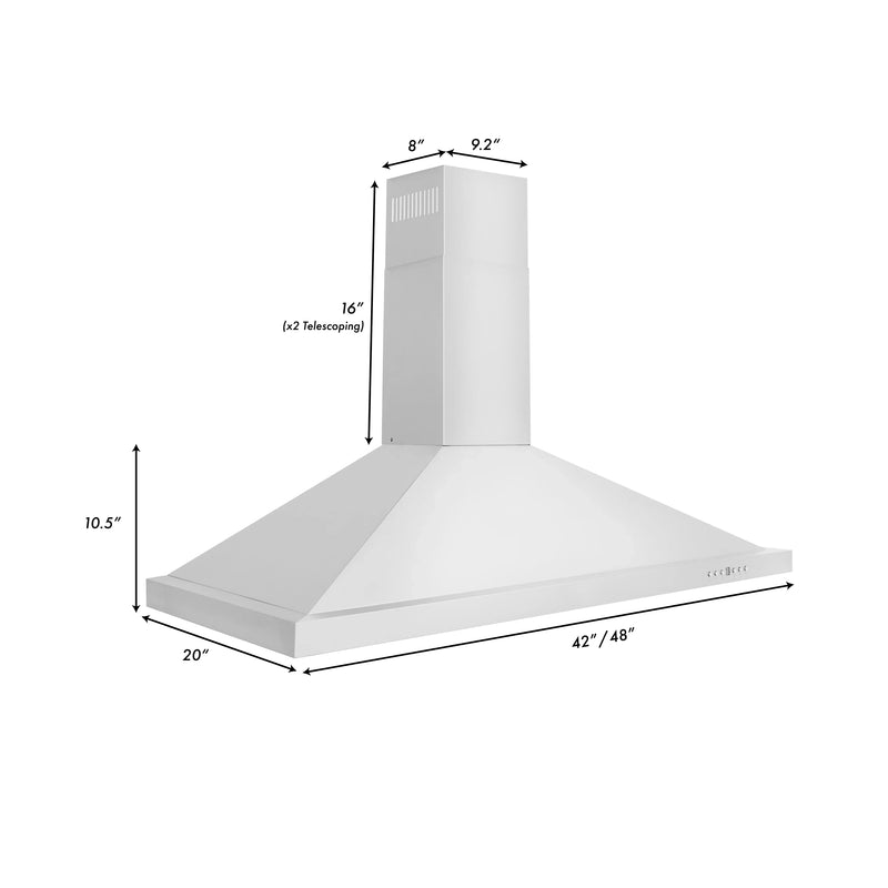 ZLINE 48 in. Convertible Vent Wall Mount Range Hood in Stainless Steel, KB-48