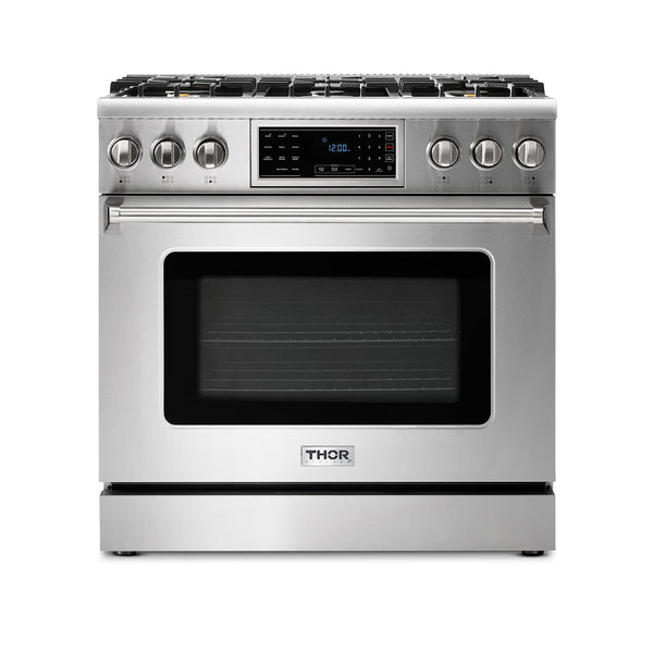 THOR Kitchen 36" Air Fry and Self-Clean Professional Propane Gas Range, TRG3601LP