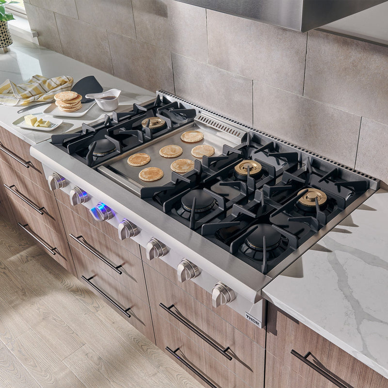 THOR Kitchen 48 inch Gas Professional Rangetop in Stainless Steel, HRT4806U