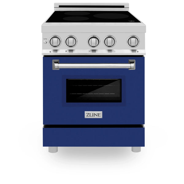 ZLINE 24 Inch 2.8 cu. ft. Induction Range with a 3 Element Stove and Electric Oven in Blue Gloss, RAIND-BG-24