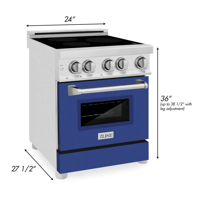 ZLINE 24 Inch 2.8 cu. ft. Induction Range with a 3 Element Stove and Electric Oven in Blue Matte, RAIND-BM-24