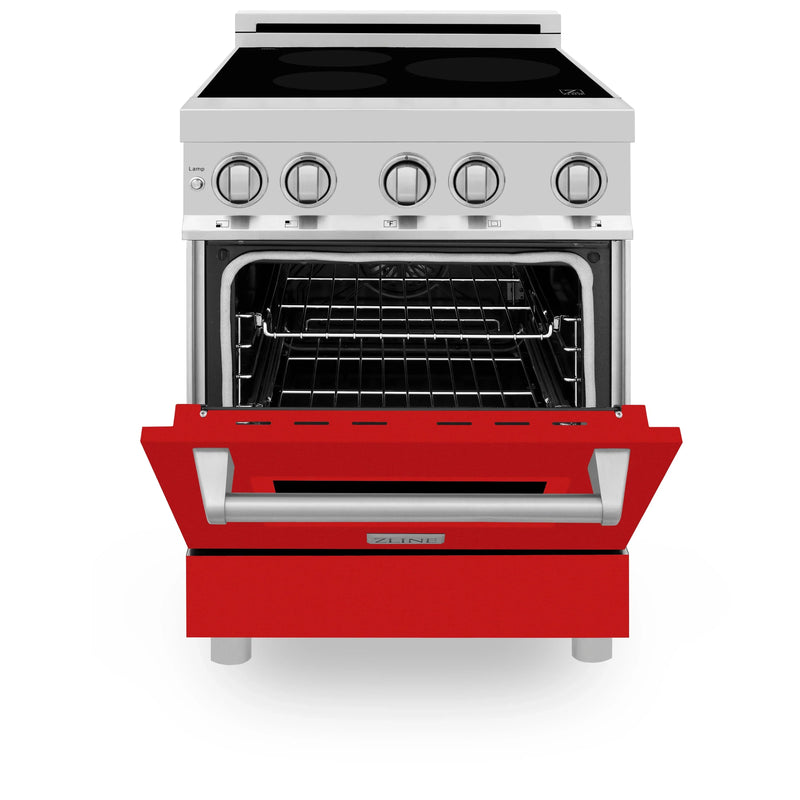 ZLINE 24 Inch 2.8 cu. ft. Induction Range with a 3 Element Stove and Electric Oven in Red Gloss, RAIND-RG-24