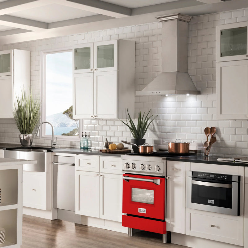 ZLINE 24 Inch 2.8 cu. ft. Induction Range with a 3 Element Stove and Electric Oven in Red Gloss, RAIND-RG-24