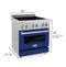 ZLINE 30 In. 4.0 cu. ft. Induction Range with a 4 Element Stove and Electric Oven in Durasnow and Blue Gloss, RAINDS-BG-30