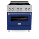 ZLINE 30 In. 4.0 cu. ft. Induction Range with a 4 Element Stove and Electric Oven in Durasnow and Blue Gloss, RAINDS-BG-30