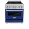 ZLINE 30 In. 4.0 cu. ft. Induction Range with a 4 Element Stove and Electric Oven in Durasnow and Blue Gloss, RAINDS-BG-30