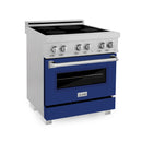 ZLINE 30 In. 4.0 cu. ft. Induction Range with a 4 Element Stove and Electric Oven in Durasnow and Blue Gloss, RAINDS-BG-30