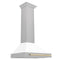 ZLINE 30 In Autograph Edition DuraSnow® Stainless Steel Range Hood with White Matte Shell and Gold Handle, KB4SNZ-WM30-G