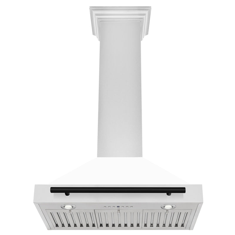 ZLINE 30 In Autograph Edition Stainless Steel Range Hood with White Matte Shell and Matte Black Accents, KB4STZ-WM30-MB