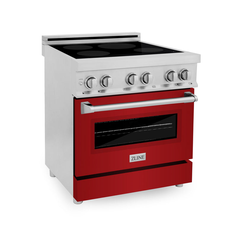 ZLINE 30 Inch 4.0 cu. ft. Induction Range with a 4 Element Stove and Electric Oven in Red Gloss, RAIND-RG-30