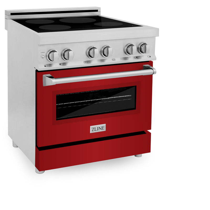 ZLINE 30 Inch 4.0 cu. ft. Induction Range with a 4 Element Stove and Electric Oven in Red Gloss, RAIND-RG-30