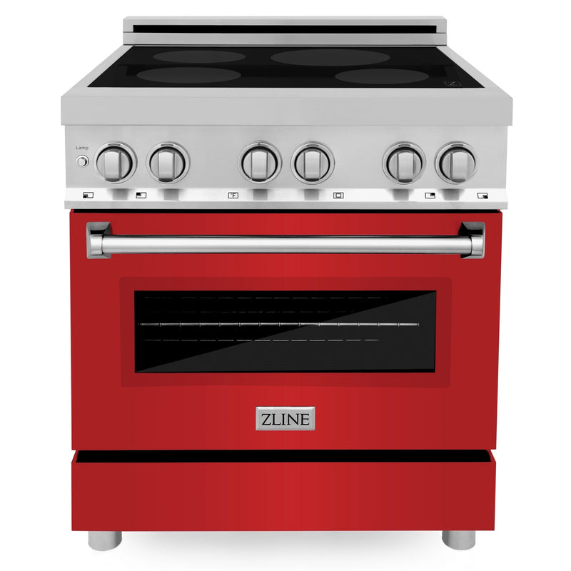 ZLINE 30 Inch 4.0 cu. ft. Induction Range with a 4 Element Stove and Electric Oven in Red Matte, RAIND-RM-30