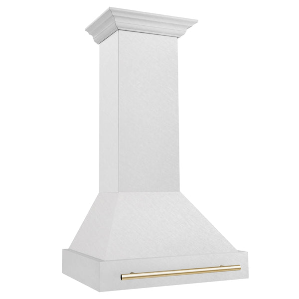 ZLINE 30 Inch Autograph Edition DuraSnow® Range Hood with DuraSnow® Shell and Gold Handle, 8654SNZ-30-G