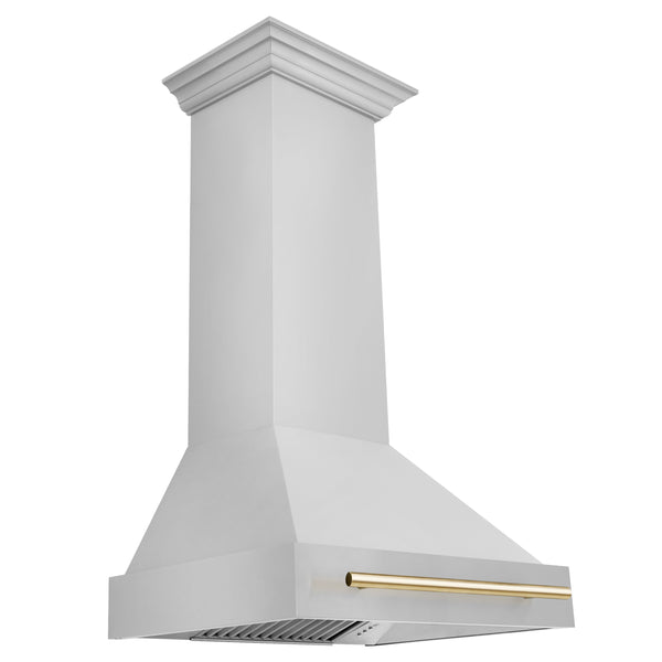 ZLINE 30 Inch Autograph Edition Range Hood with Stainless Steel Shell and Gold Handle, 8654STZ-30-G