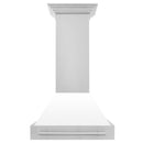 ZLINE 30 In. Stainless Steel Range Hood with White Matte Shell, 8654STX-WM-30