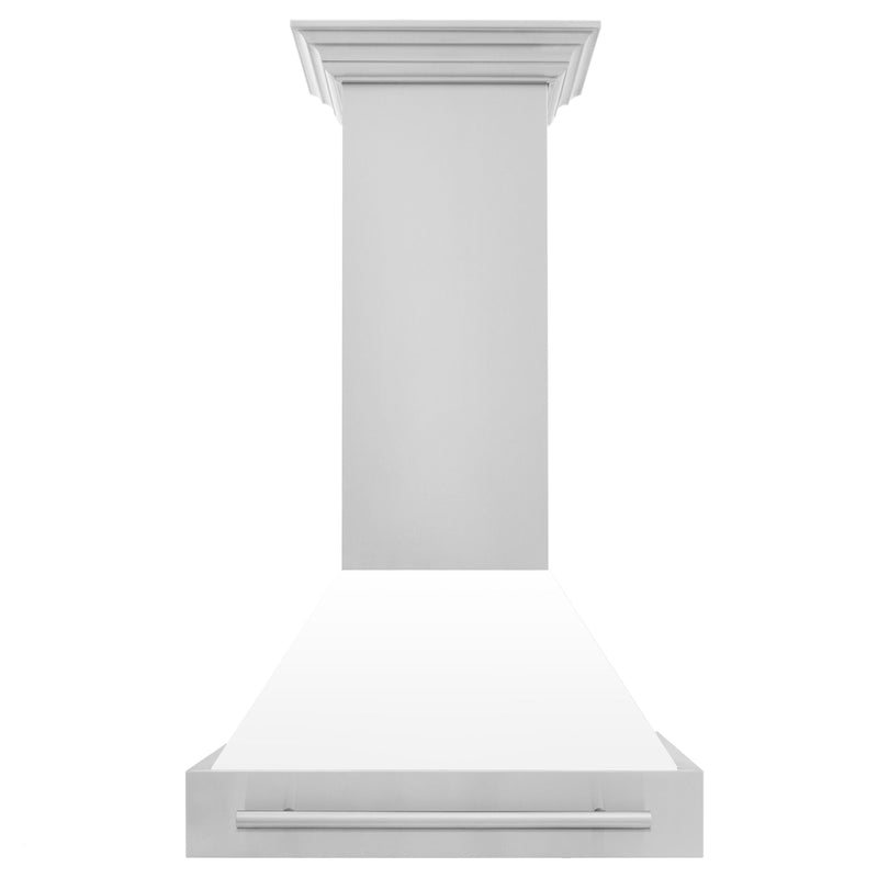 ZLINE 30 In. Stainless Steel Range Hood with White Matte Shell, 8654STX-WM-30