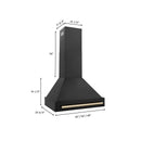 ZLINE 30 in. Autograph Edition in Black Stainless Steel Range Hood with Gold Handle, BS655Z-30-G