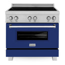 ZLINE 36 In. 4.6 cu. ft. Induction Range with a 4 Element Stove and Electric Oven in Durasnow and Blue Gloss, RAINDS-BG-36