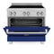 ZLINE 36 In. 4.6 cu. ft. Induction Range with a 4 Element Stove and Electric Oven in Durasnow and Blue Gloss, RAINDS-BG-36