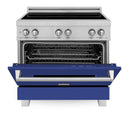 ZLINE 36 In. 4.6 cu. ft. Induction Range with a 4 Element Stove and Electric Oven in Durasnow and Blue Matte, RAINDS-BM-36