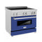 ZLINE 36 In. 4.6 cu. ft. Induction Range with a 4 Element Stove and Electric Oven in Durasnow and Blue Matte, RAINDS-BM-36