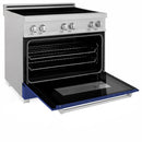 ZLINE 36 In. 4.6 cu. ft. Induction Range with a 4 Element Stove and Electric Oven in Durasnow and Blue Matte, RAINDS-BM-36