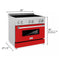 ZLINE 36 In. 4.6 cu. ft. Induction Range with a 4 Element Stove and Electric Oven in Durasnow and Red Matte, RAINDS-RM-36