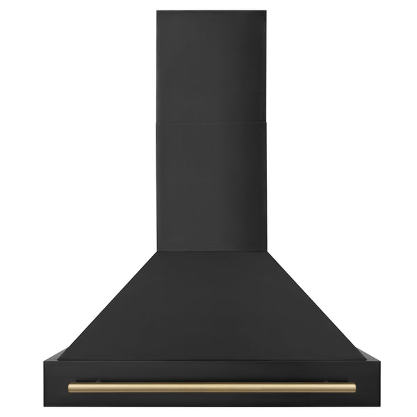 ZLINE 36 In. Autograph Edition Black Stainless Steel Range Hood with Champagne Bronze Handle, BS655Z-36-CB