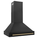 ZLINE 36 In. Autograph Edition Black Stainless Steel Range Hood with Champagne Bronze Handle, BS655Z-36-CB