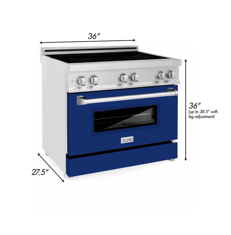 ZLINE 36 Inch 4.6 cu. ft. Induction Range with a 4 Element Stove and Electric Oven in Blue Gloss, RAIND-BG-36