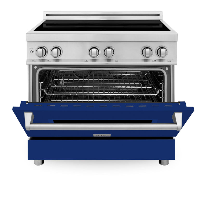 ZLINE 36 Inch 4.6 cu. ft. Induction Range with a 4 Element Stove and Electric Oven in Blue Gloss, RAIND-BG-36